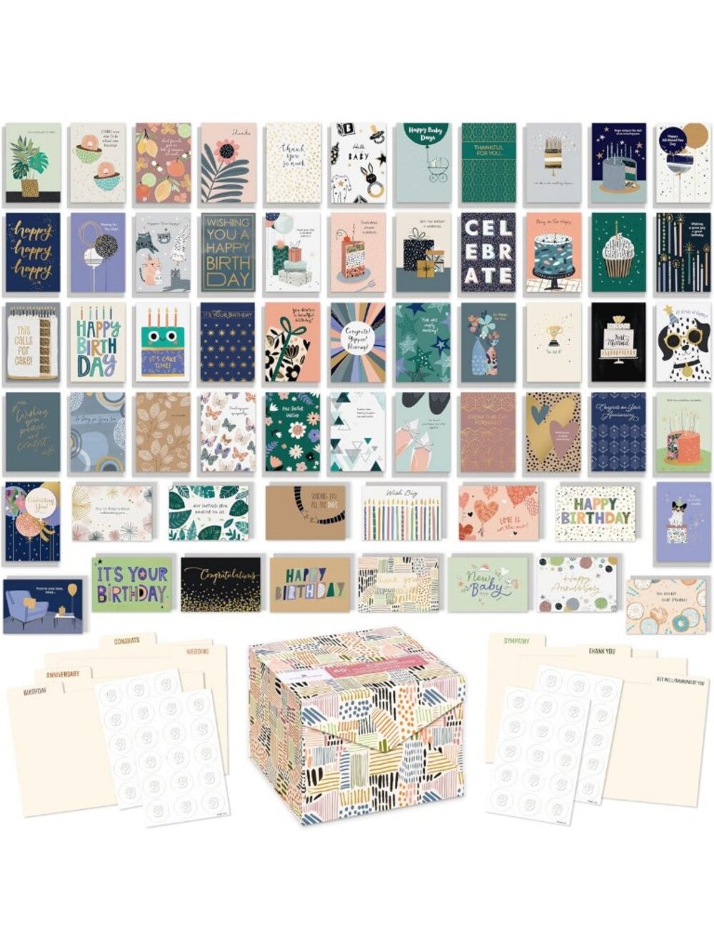 65-Count All-Occasion Greeting Card Pack | Assorted Celebration Designs